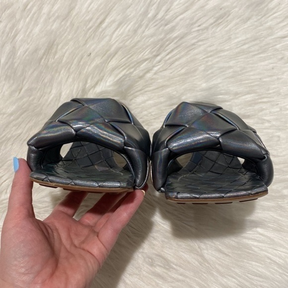 New Bottega Veneta Lido woven high‎ heel slide sandal size 37EU - Picture 13 of 15